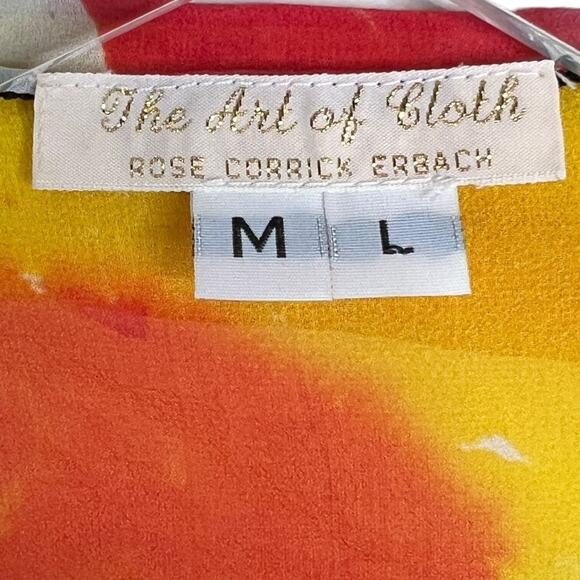 Art of Cloth Lagenlook Semi Sheer Abstract Print Drape Front Layering Top M/L - Picture 5 of 5